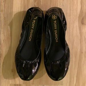 New Tory Burch Black Patent Flats, size 7